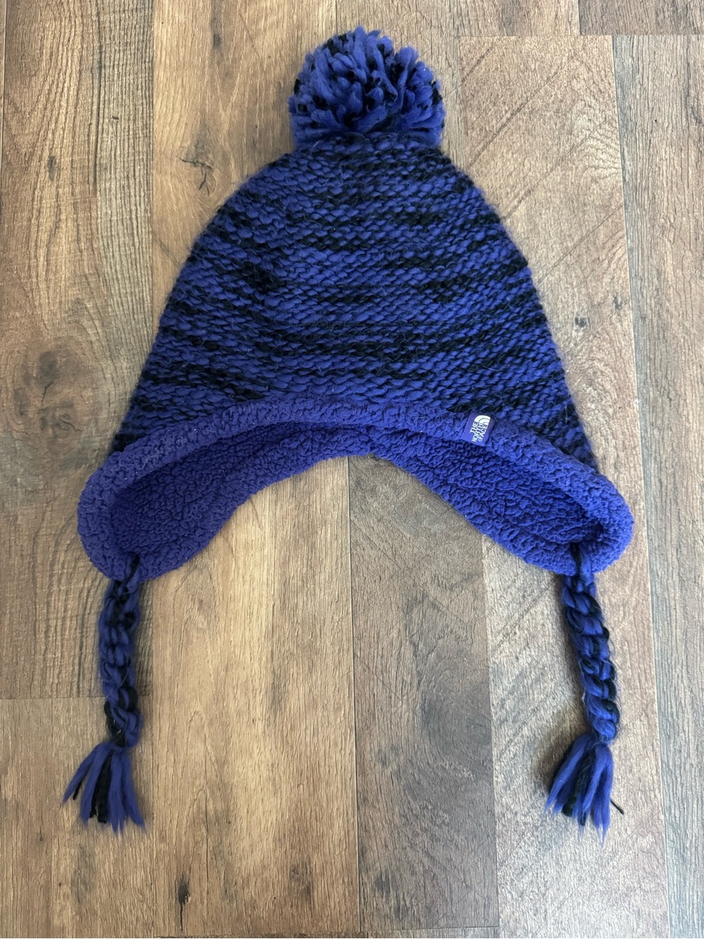 The North Face Kids Purple & Black Earflap Pom Hat